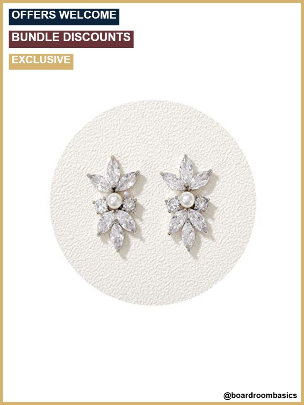 Crystal Bridal Stud Earrings Marquise Cut Wedding Hypoallergenic